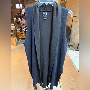 Women's Black and Blue Open Front Vest